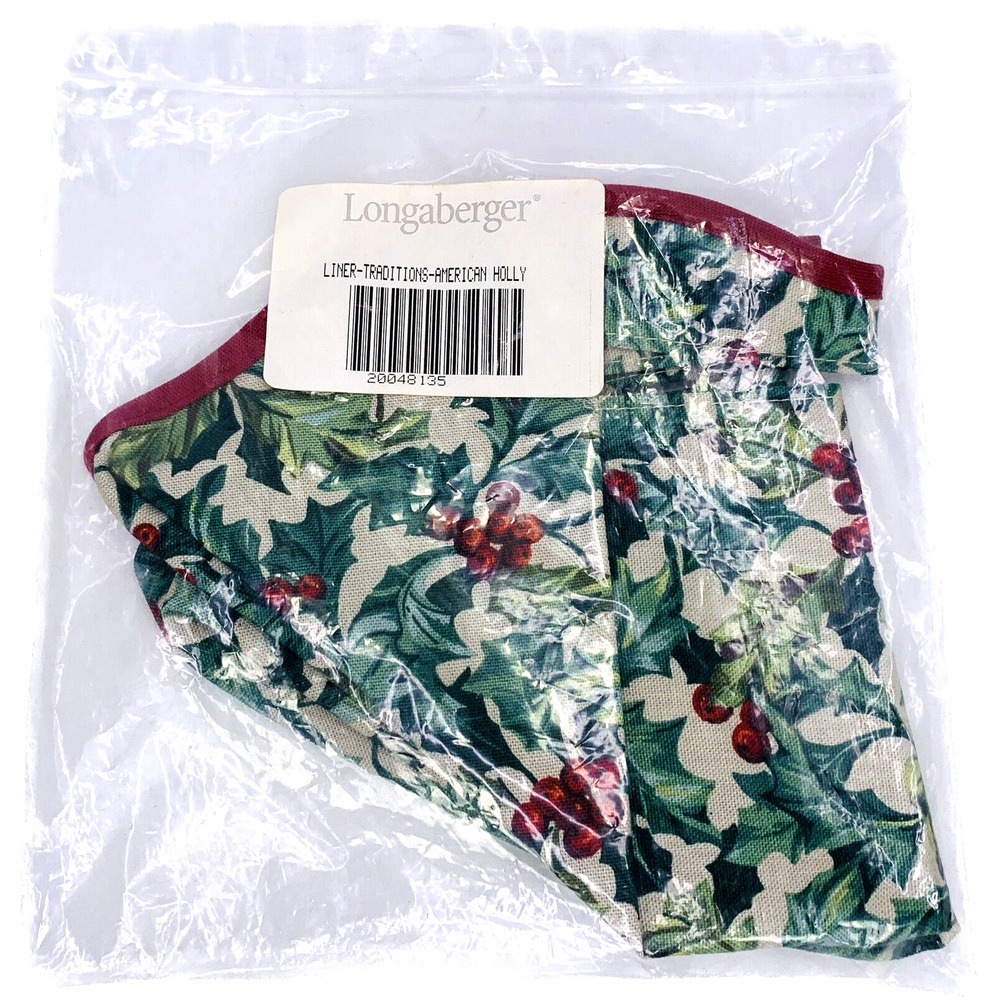Longaberger Christmas Traditions Basket AMERICAN HOLLY LINER Only #20044813‎ Bag
